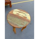 Ver imagem 5 de Mesa Lateral Redonda Rústica em Madeira de Demolição – 40x65cm