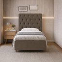 Ver imagem 1 de Cabeceira para Cama Solteiro Estofada Capitonê Luna Vilajo em Suede Marrom – 0,88 m