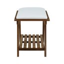 Ver imagem 4 de Banco/sapateira 1 Prateleira Summer 70cm Madeira Imbuia Maciça - Stain Imbuia / Estofado Corano Bege