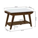 Ver imagem 2 de Banco/sapateira 1 Prateleira Summer 70cm Madeira Imbuia Maciça - Stain Imbuia / Estofado Corano Bege