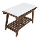 Ver imagem 6 de Banco/sapateira 1 Prateleira Summer 70cm Madeira Imbuia Maciça - Stain Imbuia / Estofado Corano Bege