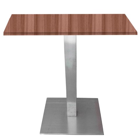 Mesa Alpha Inox 73,50 Cm (alt) Base Quadrada Tampo Mdp Quadrado 60 Cm (larg) X 2,50 Cm (alt) Walnut