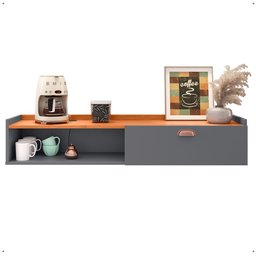 Aparador Buffet Suspenso Moderno Decor 1 Porta Nicho Organizador Sala Estar Jantar Área Café – - 1