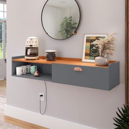 Aparador Buffet Suspenso Moderno Decor 1 Porta Nicho Organizador Sala Estar Jantar Área Café – - 5