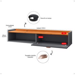Aparador Buffet Suspenso Moderno Decor 1 Porta Nicho Organizador Sala Estar Jantar Área Café – - 8