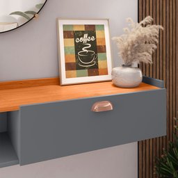 Aparador Buffet Suspenso Moderno Decor 1 Porta Nicho Organizador Sala Estar Jantar Área Café – - 7