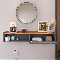 Aparador Buffet Suspenso Moderno Decor 1 Porta Nicho Organizador Sala Estar Jantar Área Café – - 3