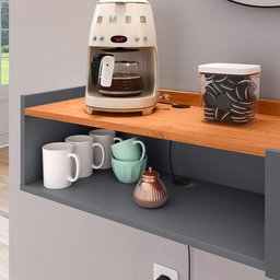 Aparador Buffet Suspenso Moderno Decor 1 Porta Nicho Organizador Sala Estar Jantar Área Café – - 6