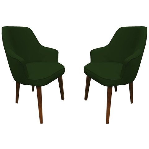 Kit 2 Poltronas Lorem Suede Verde Pés Chanfrado Tabaco C05 - D'Rossi Poltrona Decorativa;poltrona Pa
