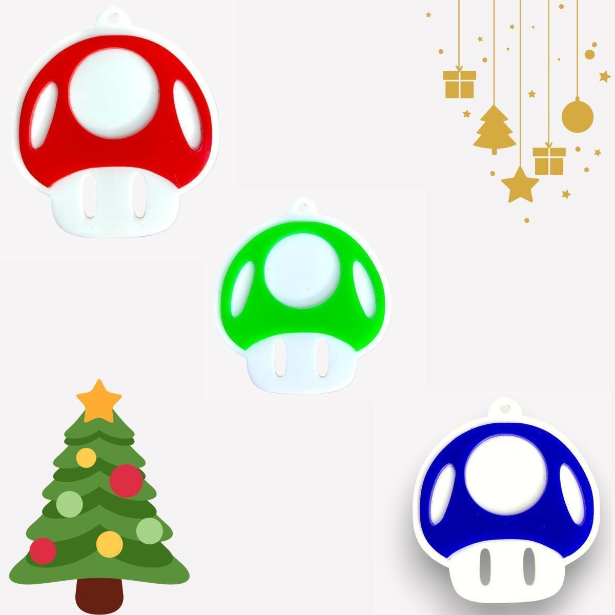 Enfeites de Natal Mario Bros - Cogumelos e Estrelas - 4