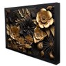 Quadro Decorativo Floral Luxo Flores Preto e Dourado em Moldura Caixa Tacolado Moldura Caixa 3cm Pre - 1