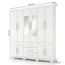 Ver imagem 3 de Guarda-Roupa Casal 10 Portas, 3 Gavetas, Pés e Espelho MDF Safira Plus Branco
