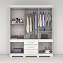 Ver imagem 5 de Guarda-Roupa Casal 10 Portas, 3 Gavetas, Pés e Espelho MDF Safira Plus Branco