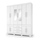 Ver imagem 2 de Guarda-Roupa Casal 10 Portas, 3 Gavetas, Pés e Espelho MDF Safira Plus Branco