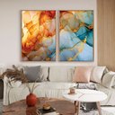 Ver imagem 1 de Quadro Decorativo Mármore Multicolor em 2 Telas Canvas Tacolado Borda Infinita 80 X 120cm