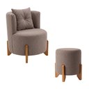 Ver imagem 7 de Kit Poltrona e Puff Luna Decorativa Curvo Orgânico Boucle Cappuccino - Montanaris Decor