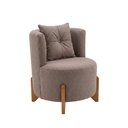 Ver mais imagens de Kit Poltrona e Puff Luna Decorativa Curvo Orgânico Boucle Cappuccino - Montanaris Decor