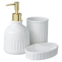 Ver imagem 1 de Kit Lavabo Banheiro Porta Sabonete Líquido Escova Saboneteira Higiene Acessórios Conjunto 145