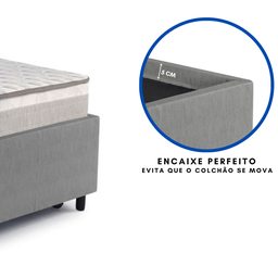 Bicama Box Solteiro Courino Linho Cinza 88x188 com Dois Colchões Hanover Molas Ensacadas Inducol - 8