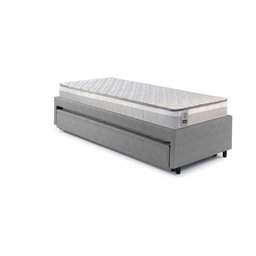 Bicama Box Solteiro Courino Linho Cinza 88x188 com Dois Colchões Hanover Molas Ensacadas Inducol - 10