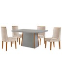 Ver imagem 6 de Mesa de Jantar Diane 120cm Tampo MDF Vidro 4 Cadeiras Lisboa Moderna Veludo Creme Off White Naturale