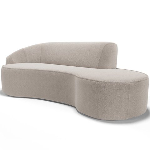Sofá 3 Lugares Curvo Sala de Estar Living Firenze Esquerdo D02 Bouclê Bege 180 cm B-62 - Lyam