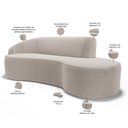 Ver imagem 3 de Sofá 3 Lugares Curvo Sala de Estar Living Firenze Esquerdo D02 Bouclê Bege 180 cm B-62 - Lyam