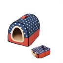 Ver imagem 3 de Cama de Casinha Cachorro Dobravél Almofada Macia - Vermelho