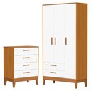 Ver imagem 1 de Jogo de Quarto Infantil Flip Guarda Roupa 3 Portas e Cômoda 4 Gavetas Branco Fosco/savana - Reller