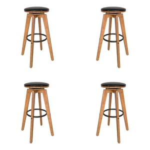 Kit 4 Banquetas Decorativas Hetfield Pu Madeira C/apoio para Os Pés Base Giratória G56 - Gran Belo