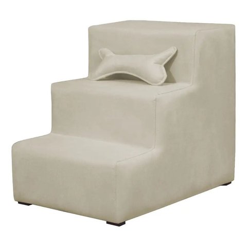 Escadinha Escada Pet 3 Degraus Rampa para Cama Sofá Suede:Bege/3 Degraus