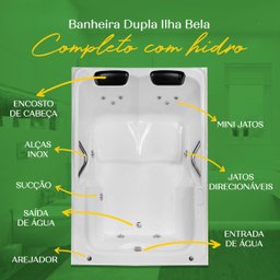 Banheira Dupla Ilha Bela Completa com Hidro - 3