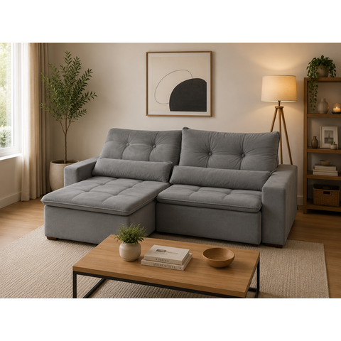 Sofa Caribe 2.20 Nobly Veludo Bege