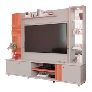 Estante Home Theater Tv até 60 Polegadas 3 Portas 216 Cm Espelho Riviera 100% Mdf Permóbili Off Whit