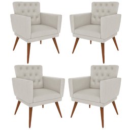 Kit 4 Poltronas Nina com Capitone - Bege - 1