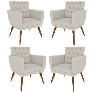 Kit 4 Poltronas Nina com Capitone - Bege