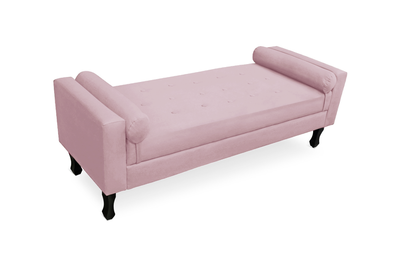 Recamier Fênix Baú Para Quarto Sala Solteiro 100cm Corano Rosa Bebe - DL Decor