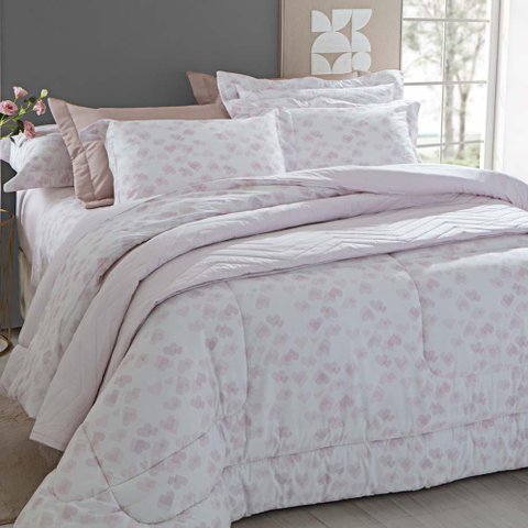Jogo de Cama Casal 200 Fios Vintage Loves - Kacyumara Rosé