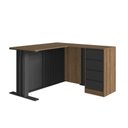 Ver imagem 4 de Conjunto para Escritório com 3 Peças Mesa L Armário Alto com Nichos e Balcão Mel Grafite