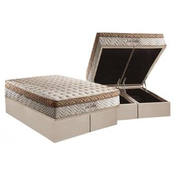 Cama Box Baú King: Colchão Molas Ensacadas Paropas MasterPocket Eco Linho + Base CRC Suede Clean(193 - 1