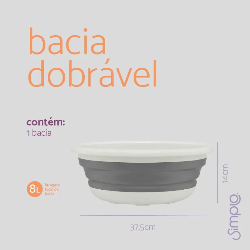 Bacia Plástica Dobrável 8l Simplo - Oikos - 3