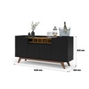 Ver imagem 5 de Buffet Aparador 4 Portas com Adega Pés em Madeira Maciça Luxo 152cm Preto e Freijó