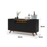 Buffet Aparador 4 Portas com Adega Pés em Madeira Maciça Luxo 152cm Preto e Freijó - 5