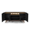 Ver imagem 4 de Buffet Aparador 4 Portas com Adega Pés em Madeira Maciça Luxo 152cm Preto e Freijó