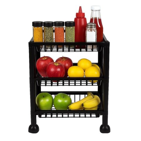 Organizador Estante 3 Prateleiras Cesto Fruteira Tripla Multiuso Mesa Bancada Fruta Cosmeticos Brinq
