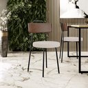 Ver imagem 2 de Kit 06 Cadeiras Decorativas Estofada Sala Jantar Barcelona L02 Couríssimo Marrom Linho Bege - Lyam