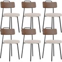 Ver imagem 1 de Kit 06 Cadeiras Decorativas Estofada Sala Jantar Barcelona L02 Couríssimo Marrom Linho Bege - Lyam