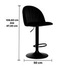 Ver imagem 6 de Kit 2 Banquetas Giratória Anm9800b Anima Office Revestida em Veludo Chumbo Base Rodízio Preto
