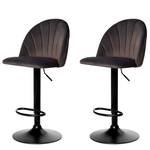 Kit 2 Banquetas Giratória Anm9800b Anima Office Revestida em Veludo Chumbo Base Rodízio Preto