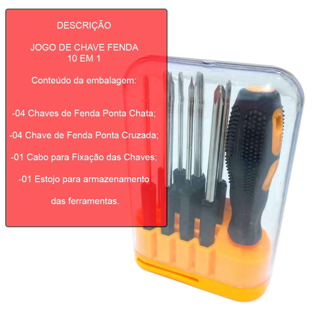 Kit Jogo de Chaves Ferramentas Fenda/phillips - 2